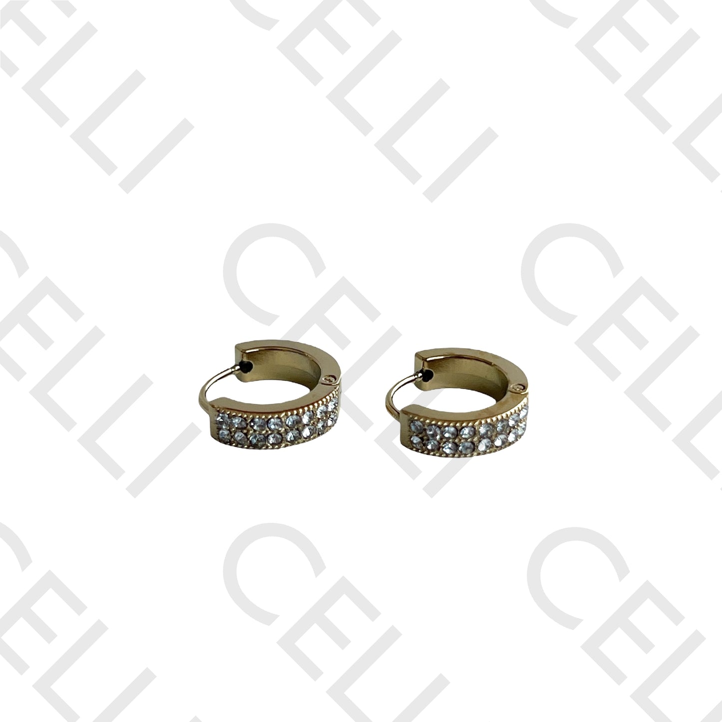 Salto de acero - aro con diamantes (dos hileras)