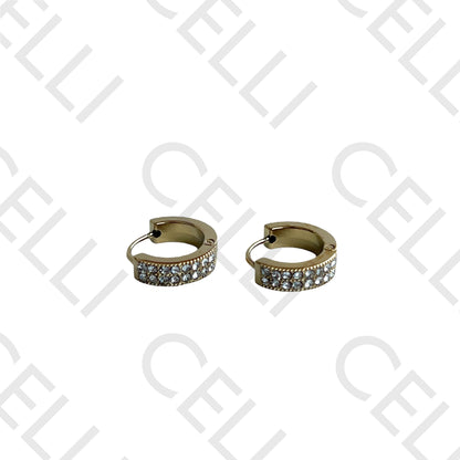 Salto de acero - aro con diamantes (dos hileras)