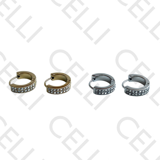 Salto de acero - aro con diamantes (dos hileras)