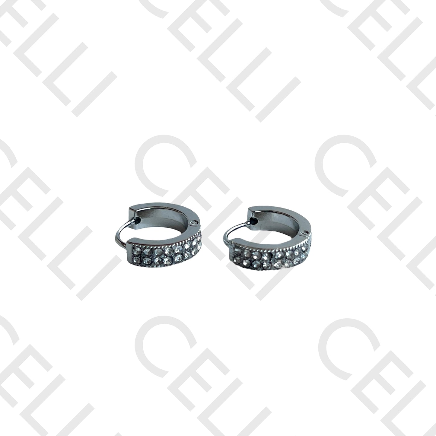 Salto de acero - aro con diamantes (dos hileras)