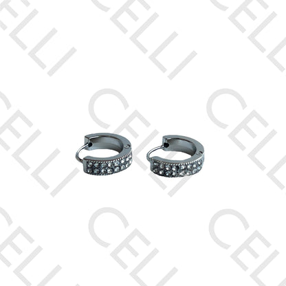 Salto de acero - aro con diamantes (dos hileras)