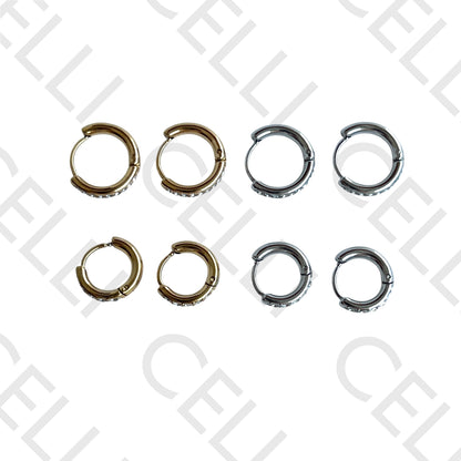 Salto de acero - anillo con diamantes (una fila)