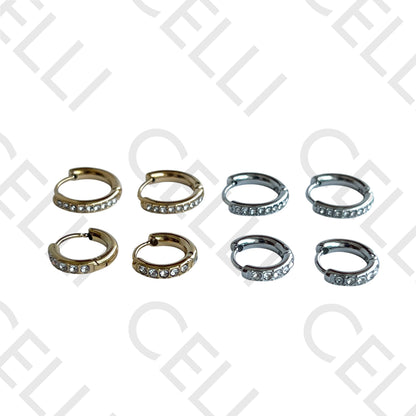 Salto de acero - anillo con diamantes (una fila)