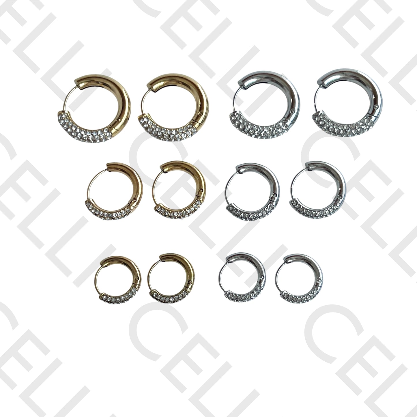 Salto de acero - anillo con diamantes brillantes