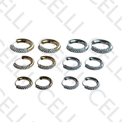 Salto de acero - anillo con diamantes brillantes