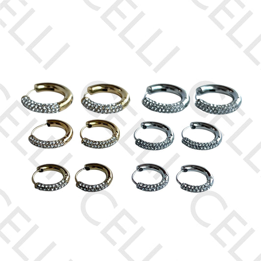 Salto de acero - anillo con diamantes brillantes