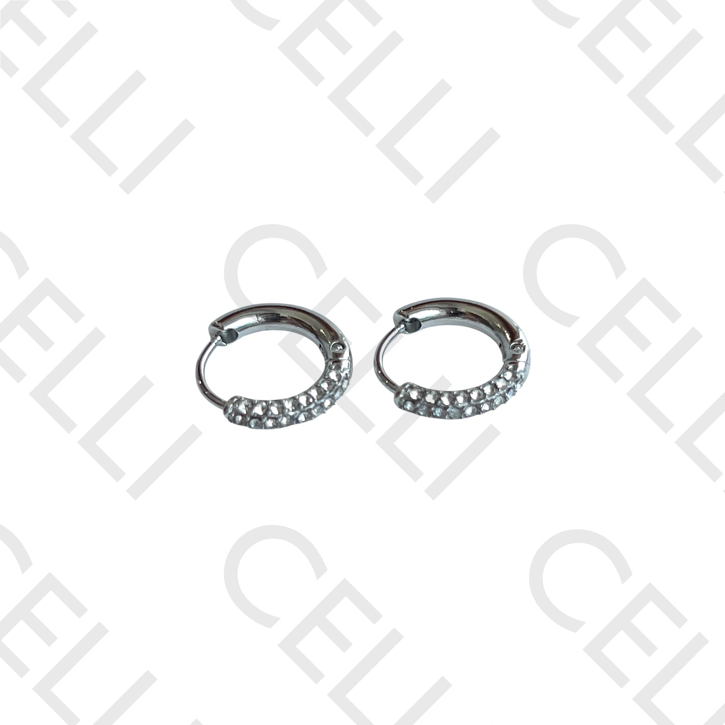 Salto de acero - anillo con diamantes brillantes