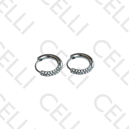 Salto de acero - anillo con diamantes brillantes