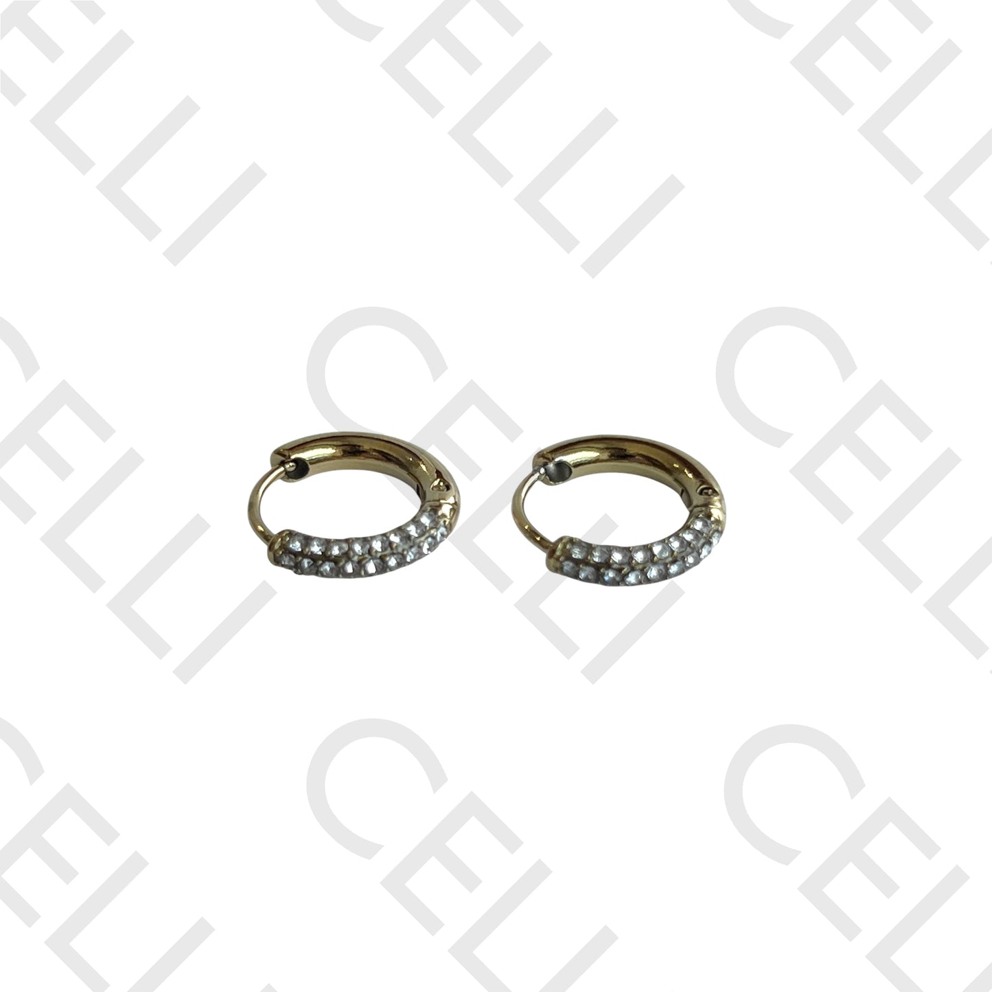 Salto de acero - anillo con diamantes brillantes