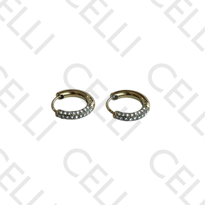 Salto de acero - anillo con diamantes brillantes