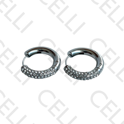 Salto de acero - anillo con diamantes brillantes