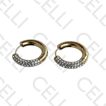 Salto de acero - anillo con diamantes brillantes