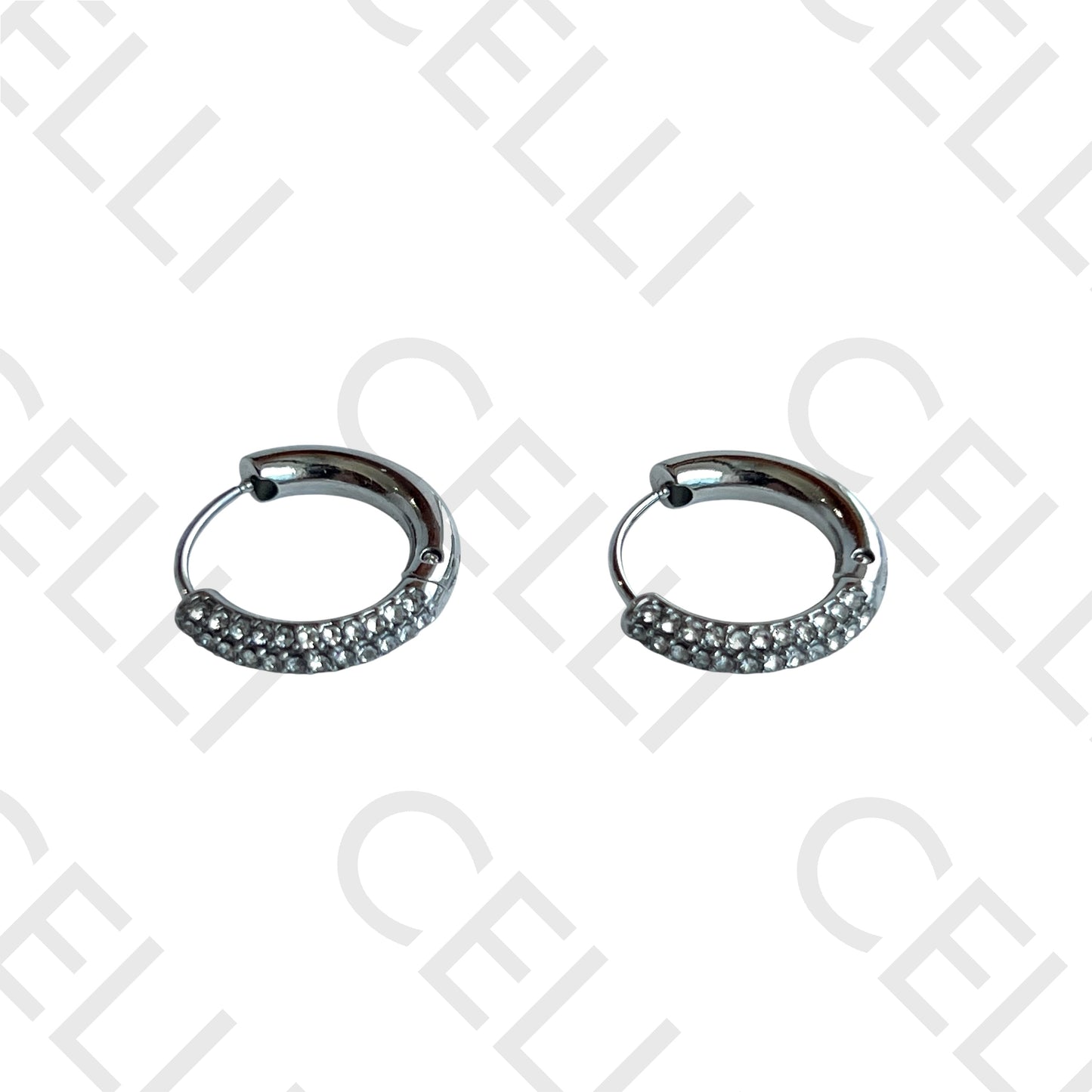 Salto de acero - anillo con diamantes brillantes