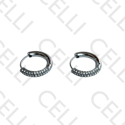 Salto de acero - anillo con diamantes brillantes