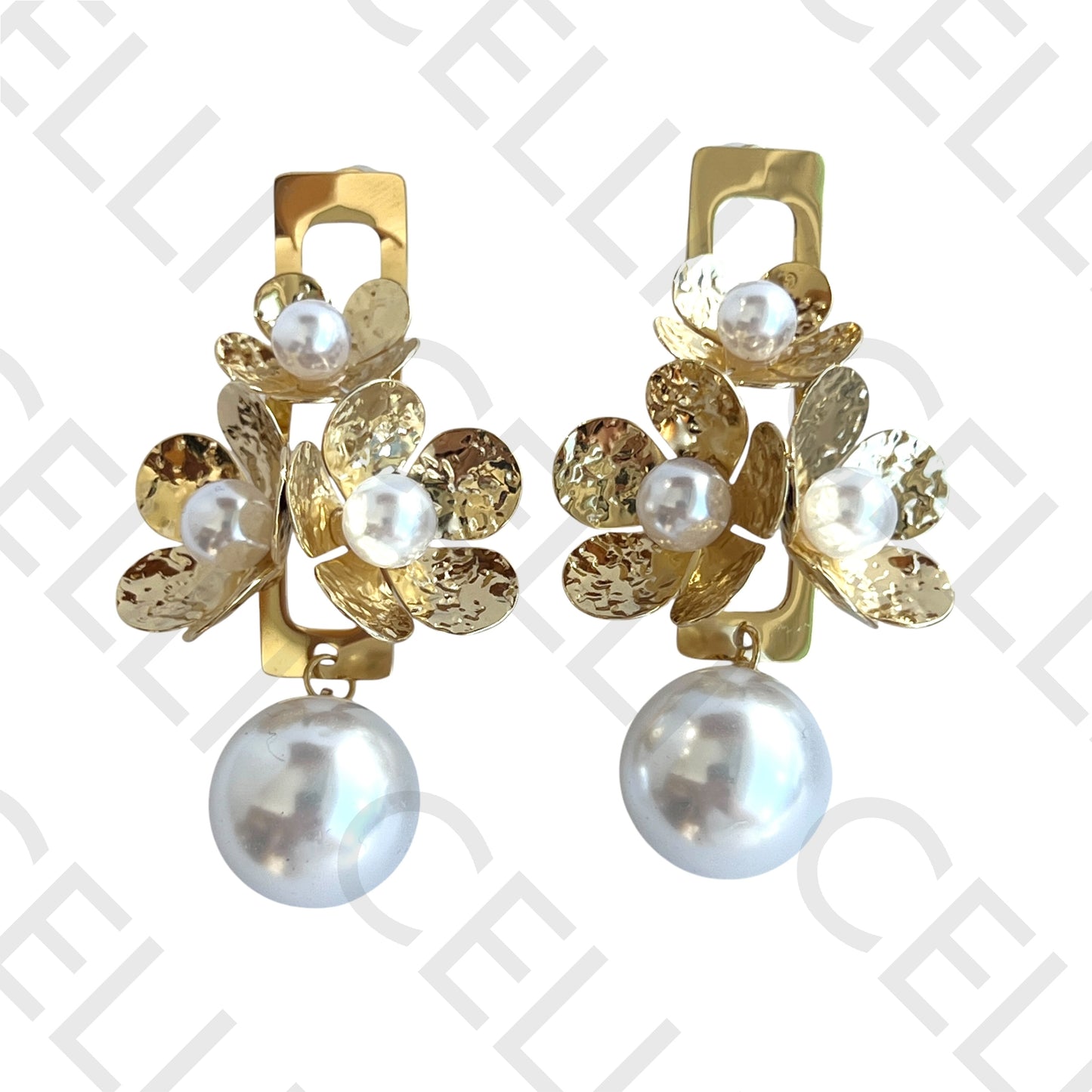 Salto de acero - flores con perlas