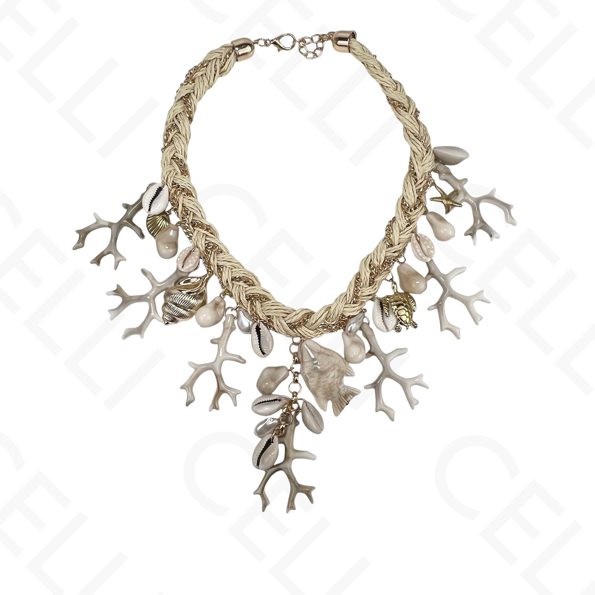 Collar de moda: colgantes de hilo entrelazado y resina.