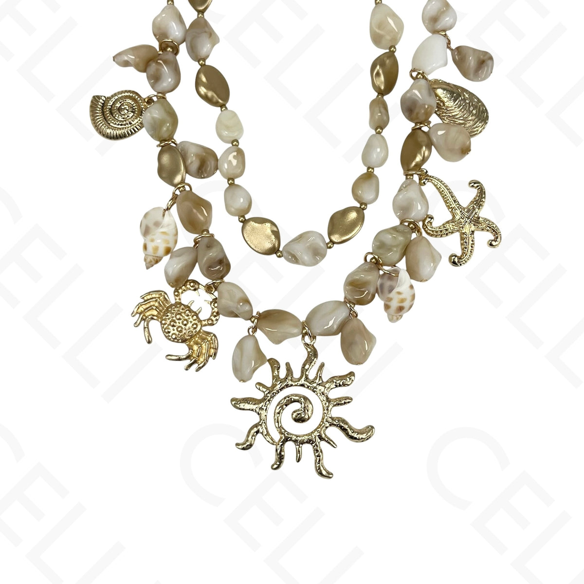 Collar de moda - cuentas de resina, sol