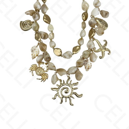 Collar de moda - cuentas de resina, sol