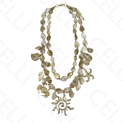 Collar de moda - cuentas de resina, sol