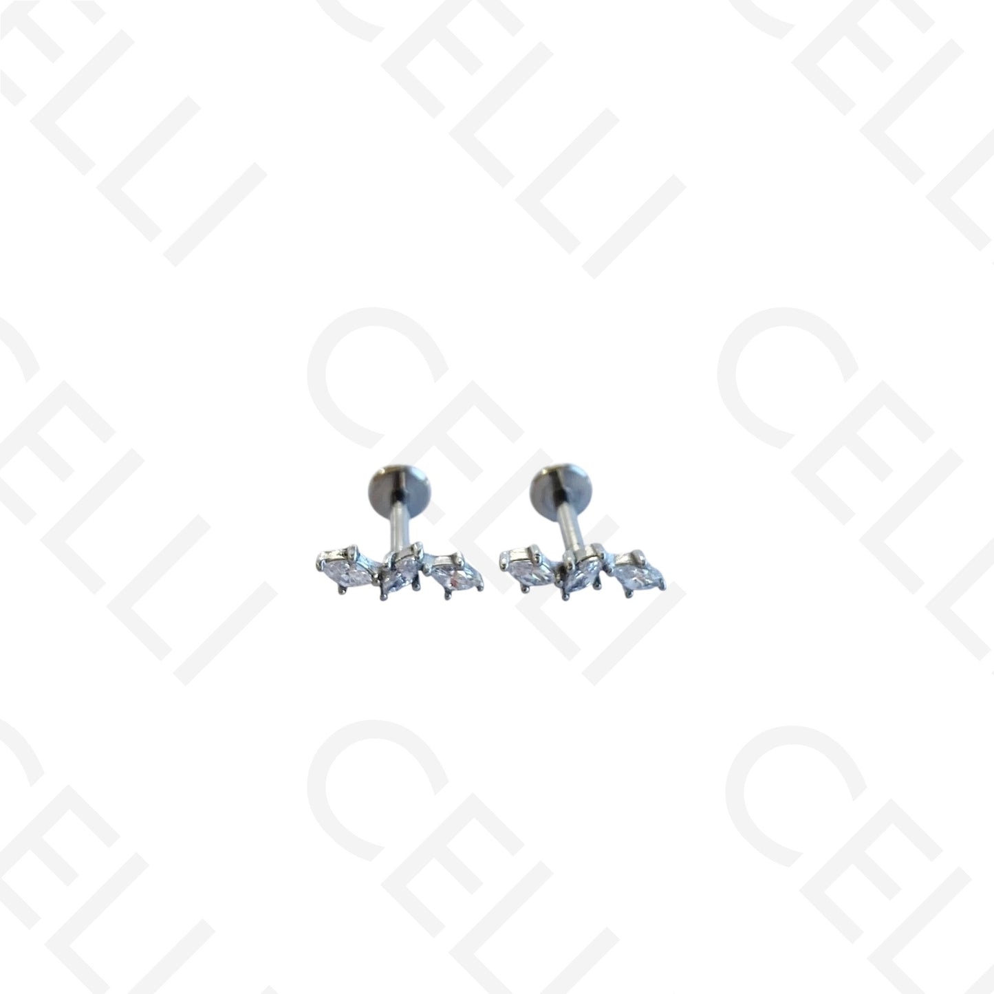 Piercing de Aço - três brilhantes ovais