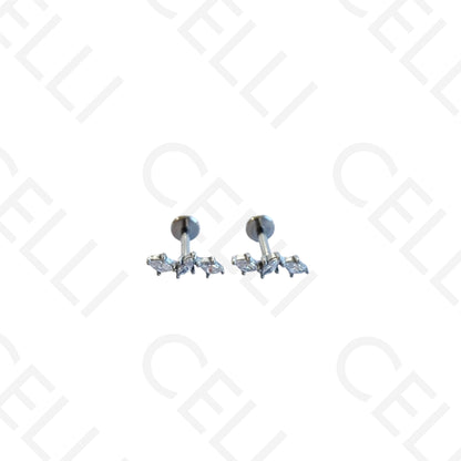 Piercing de Aço - três brilhantes ovais