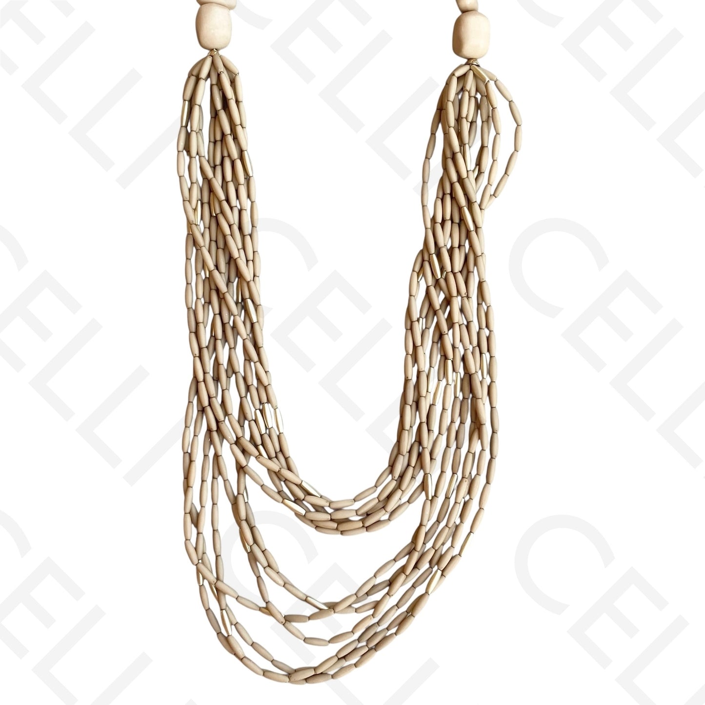 Colar de moda - multi fio de contas ovais