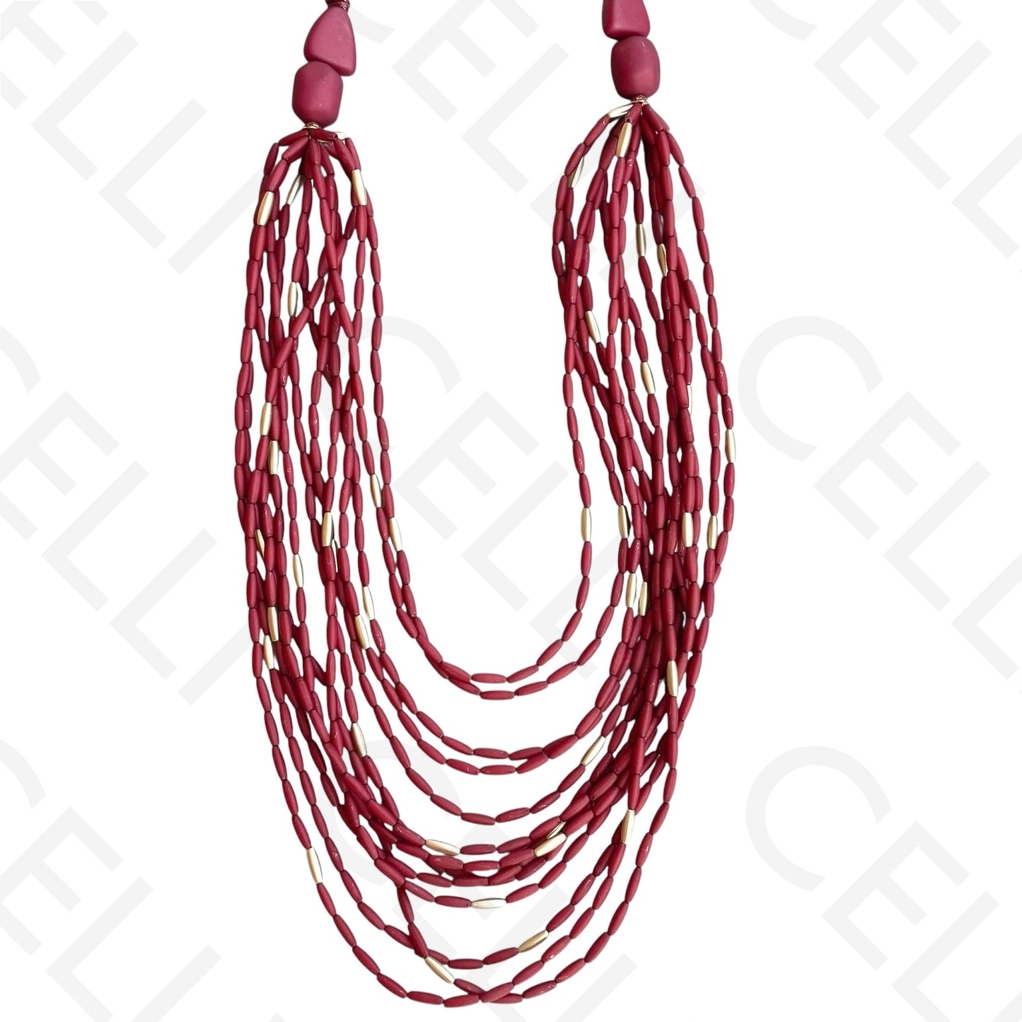 Colar de moda - multi fio de contas ovais