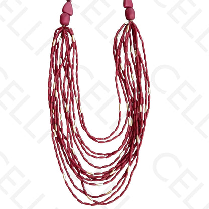 Colar de moda - multi fio de contas ovais