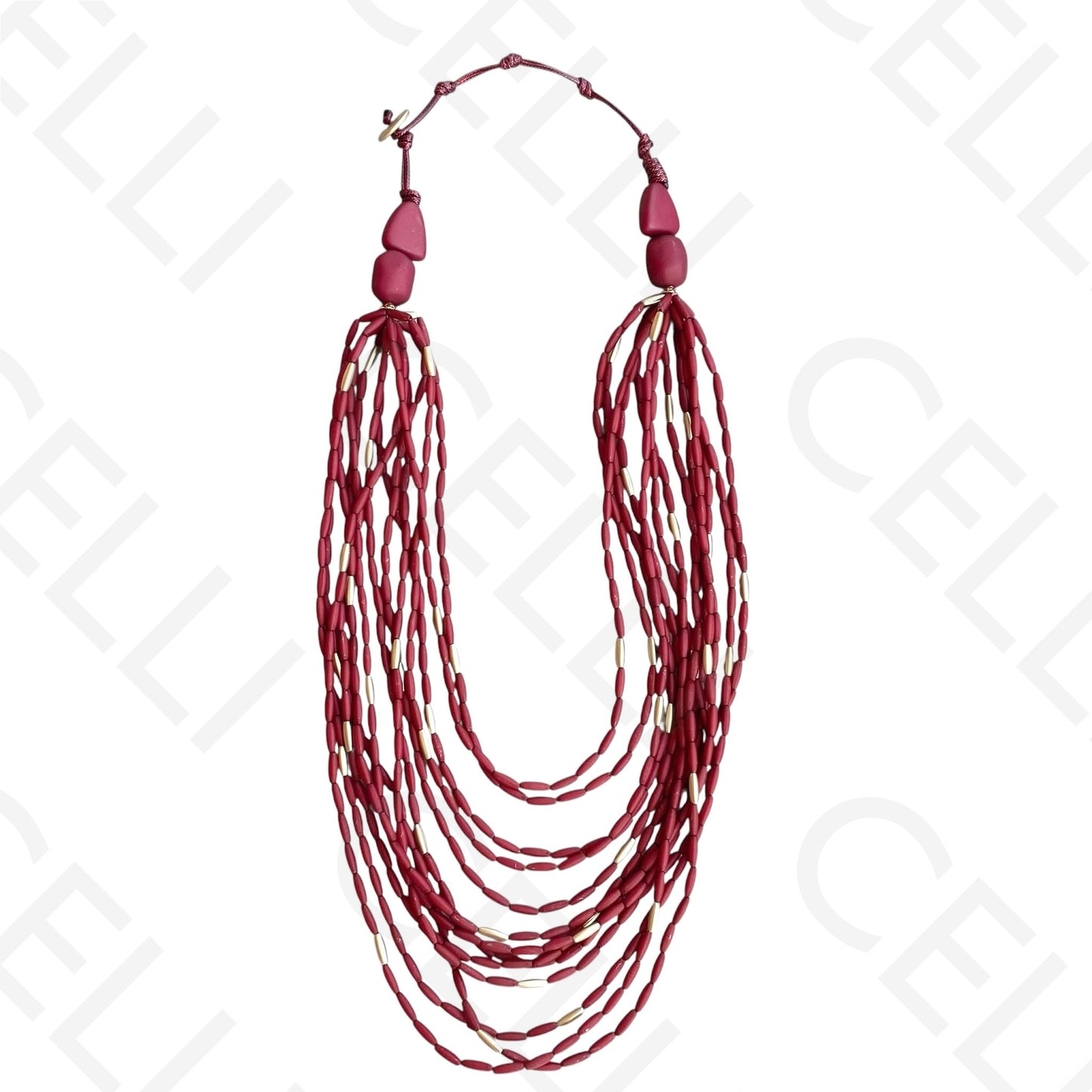 Colar de moda - multi fio de contas ovais