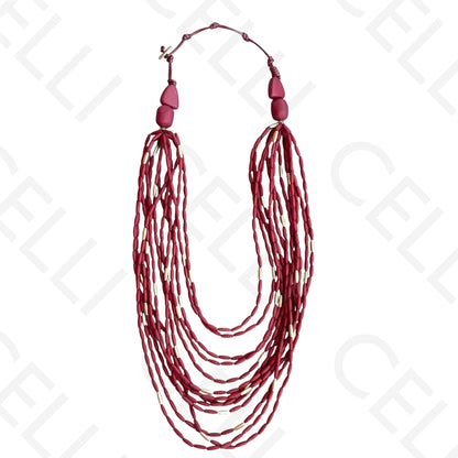 Colar de moda - multi fio de contas ovais