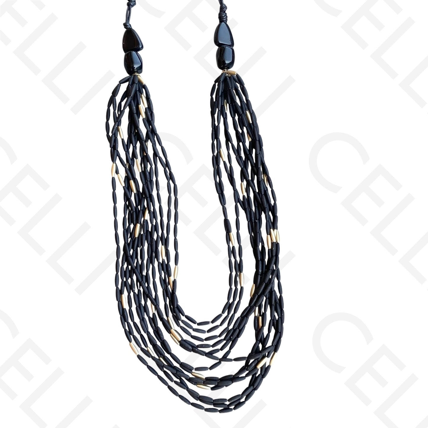 Colar de moda - multi fio de contas ovais