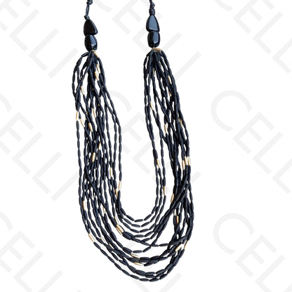 Colar de moda - multi fio de contas ovais