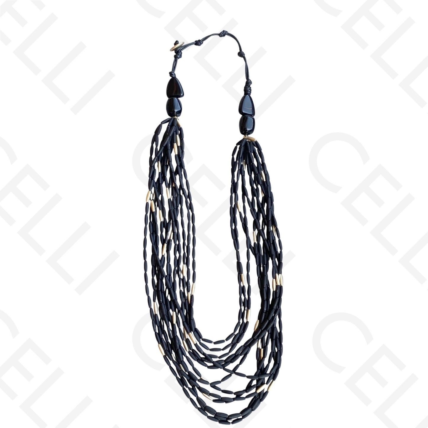 Colar de moda - multi fio de contas ovais