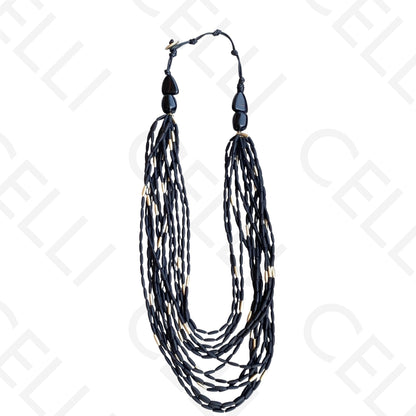 Colar de moda - multi fio de contas ovais