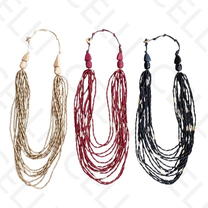 Colar de moda - multi fio de contas ovais