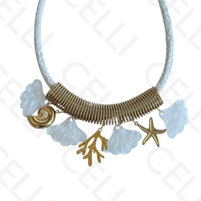 Colar de aço - cordão com pendentes de aço