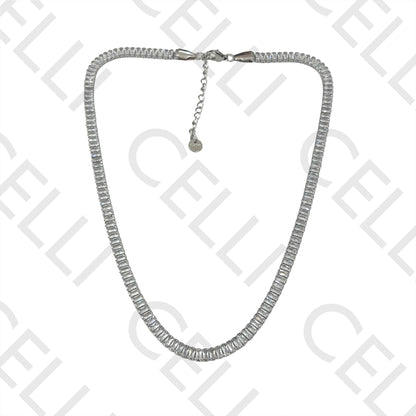 Steel Necklace - Rectangular Zirconias 5mm 6mm Simple
