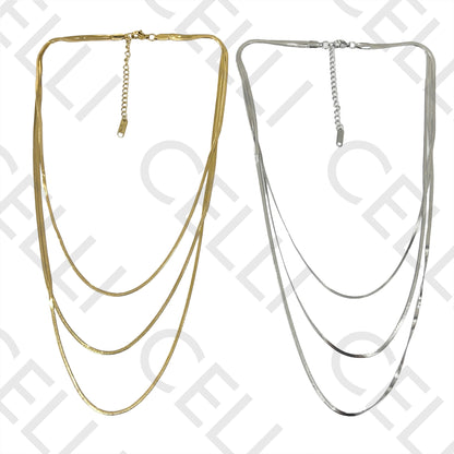 Collar plano de acero serpiente - 3 piezas juntas