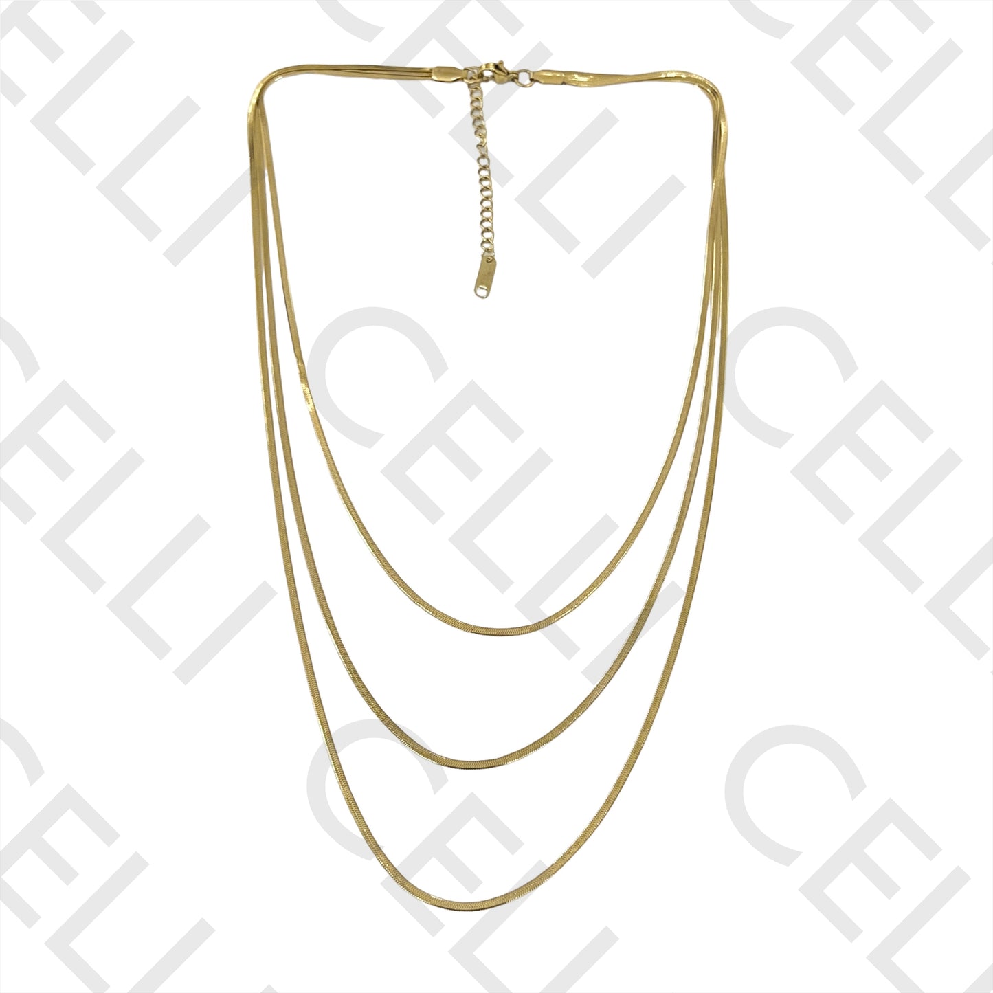 Collar plano de acero serpiente - 3 piezas juntas