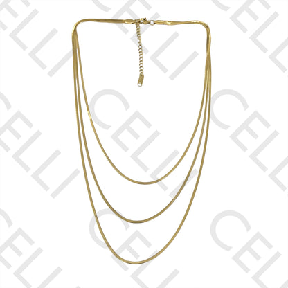 Collar plano de acero serpiente - 3 piezas juntas