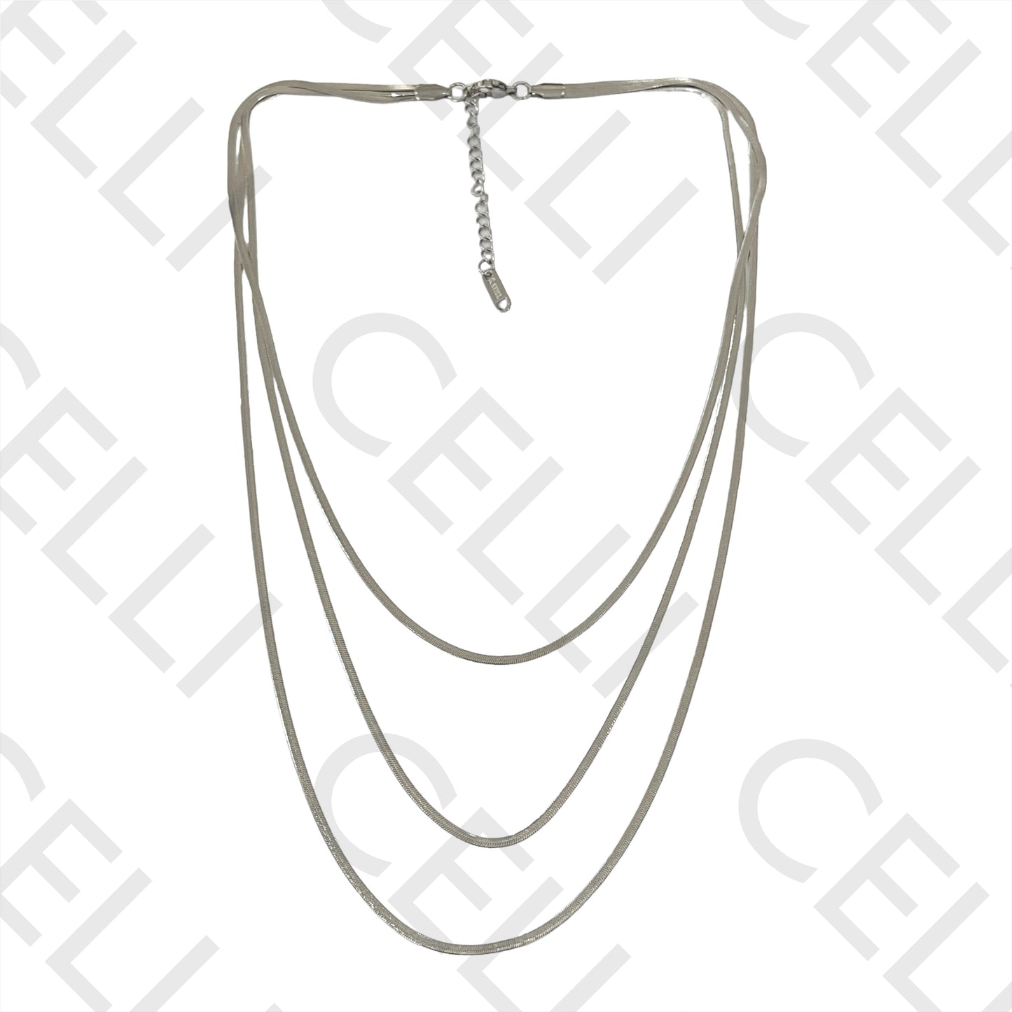 Collar plano de acero serpiente - 3 piezas juntas