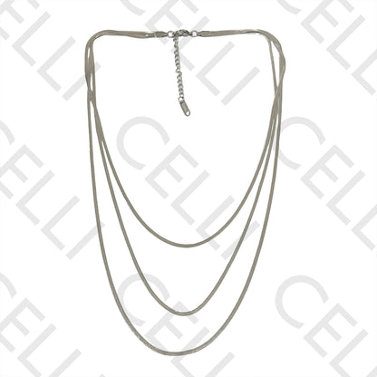 Collar plano de acero serpiente - 3 piezas juntas