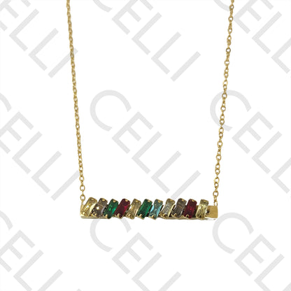 矩形锆石钢制项链