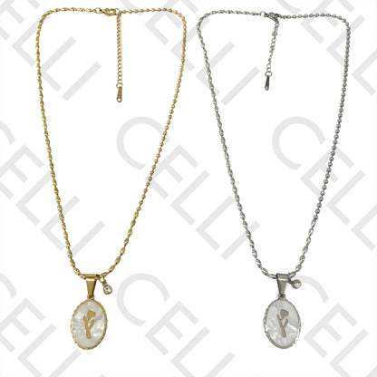 Collar de acero - tulipán y brillante