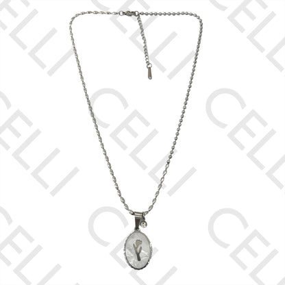 Collar de acero - tulipán y brillante