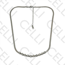 Cargar imagen en el visor de la galería, Collar / Pulsera de acero - serpiente plana con diamantes transparentes
