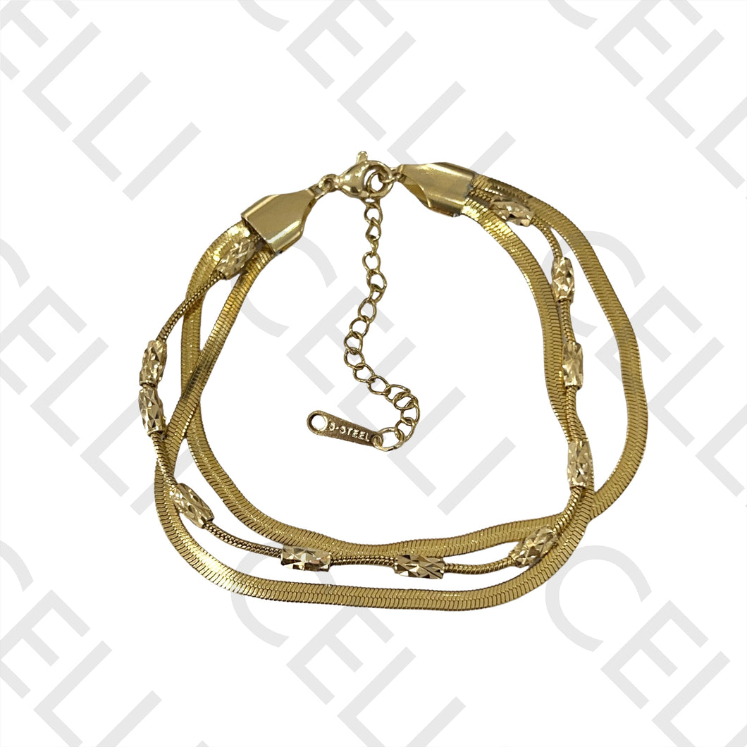 Pulseira de Aço - triplo snake espalmado