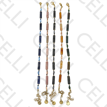 Pulseira de Aço - madrepérolas e pedra naturais