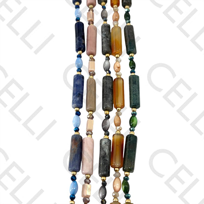 Pulseira de Aço - madrepérolas e pedra naturais