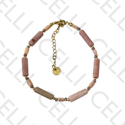 Pulseira de Aço - madrepérolas e pedra naturais